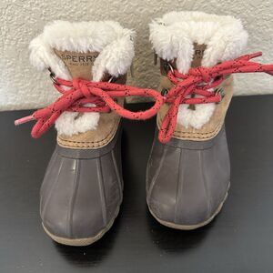 Sperry Alpine Saltwater Boots Duckboots Toddler 9m Brown/Black